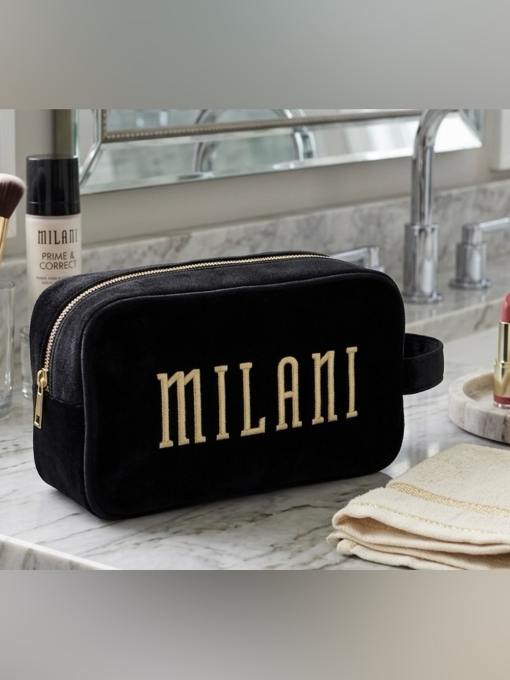 COSMETIC BAG Milani Black with Gold Logo